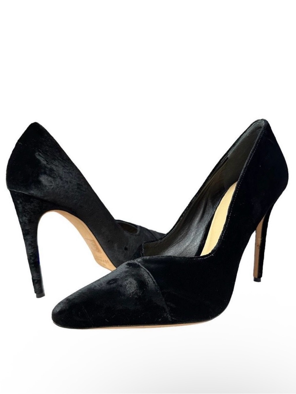 Alexandre Birman Black Velvet Pointed Toe Heels